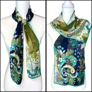 Anne Klein Silk Striped Floral Scarf Layering Paisley Accessories Fall Airy Gift